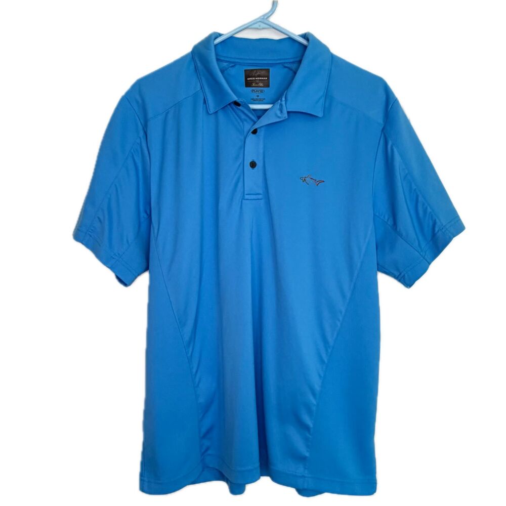 Greg Norman Tasso Ella Men’s Medium Blue Golf Polo Short Sleeved Collared Shirt